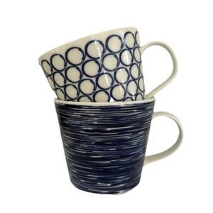 Pacific Blue White Royal Doulton Porcelain Coffee Tea Mugs Lot of 2